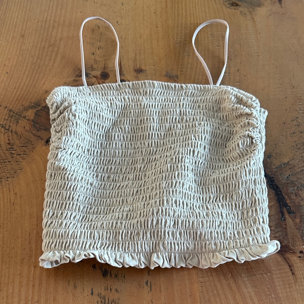 Abercrombie & Fitch Cream Smocked Camisole